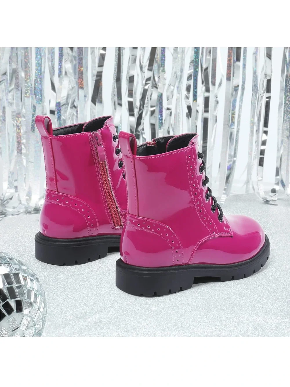 DREAM PAIRS Boys Girls Side Zipper Combat Ankle Boots Size 8 Toddler